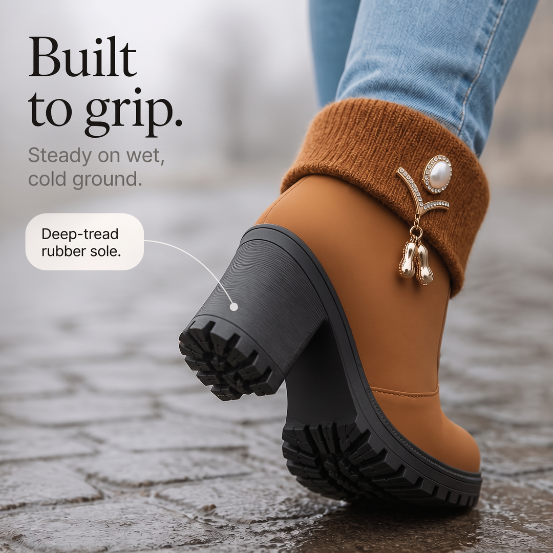 Wearbella – Boots med klack z futrzanym finish i kamieniami