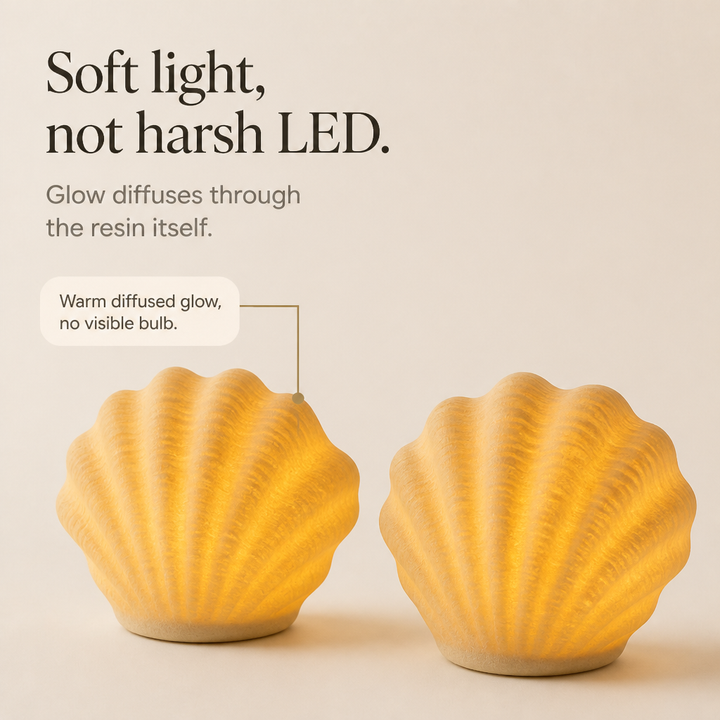 Coastal Glow Vad. – Set ceramicznych lamp i form av muszli i konchy