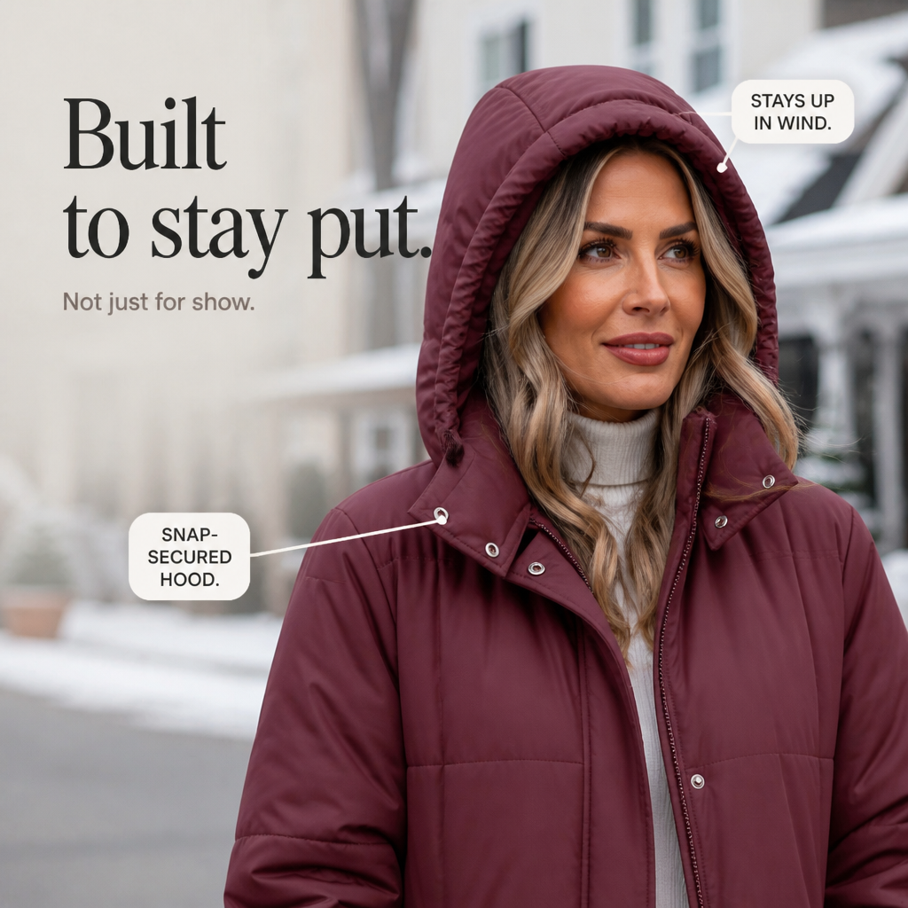 Wearbella – Lång Puchowy Kappa z Kapturem