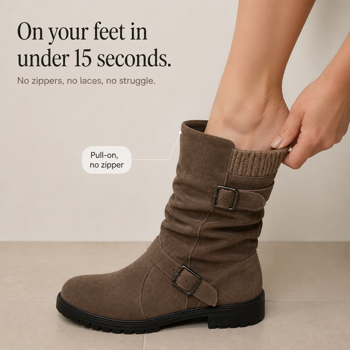 Wearbella – Boots med klack z spänne w stilu slouchy till mitten av vaden