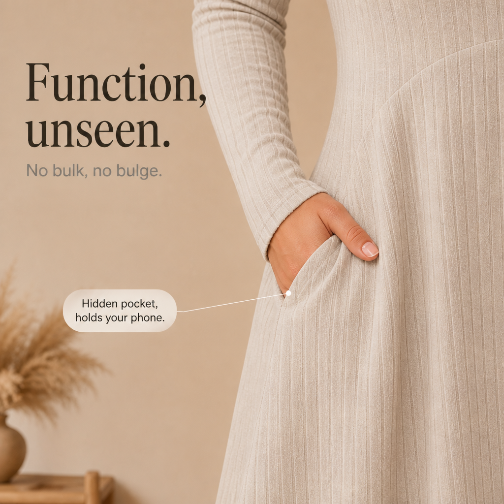 Vivelyn – Klänning midi A-line med hög midja i prążkowanej dzianiny