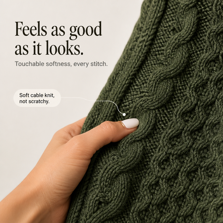 Cable &amp; Cove – Tröja Poncho z Golfem w Warkocze