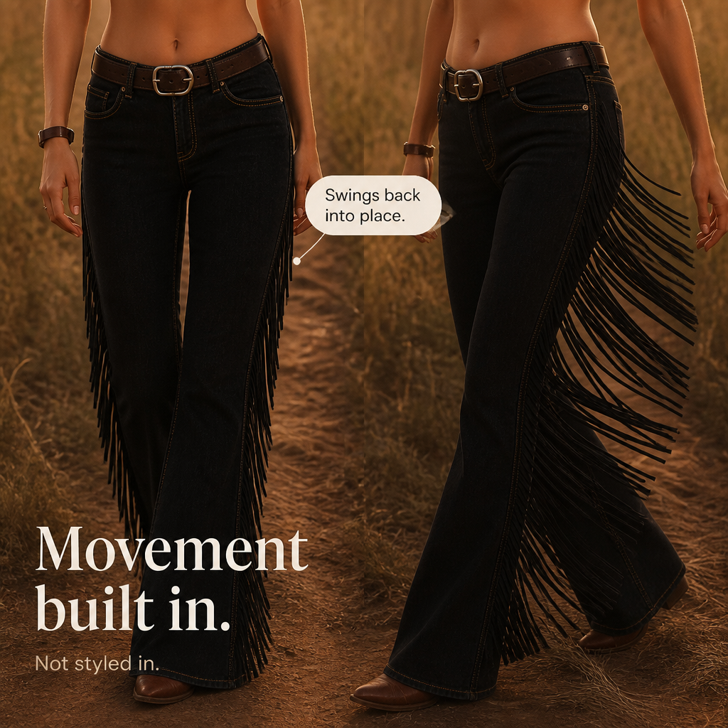 Elarosa – Jeans z Frędzlami w Stilu Western