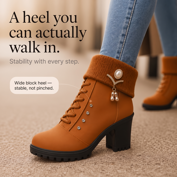 Wearbella – Boots med klack z futrzanym finish i kamieniami