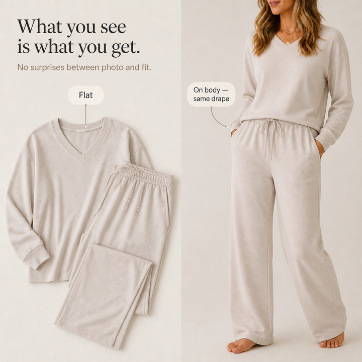 Draperie – Set dresowy z dzianiny z pionowymi szwami