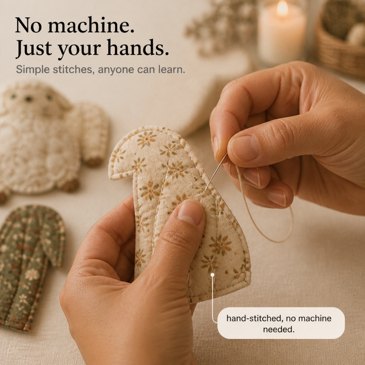Heirloom &amp; Hollow – Set för szycia szopki z materialu patchworkowego