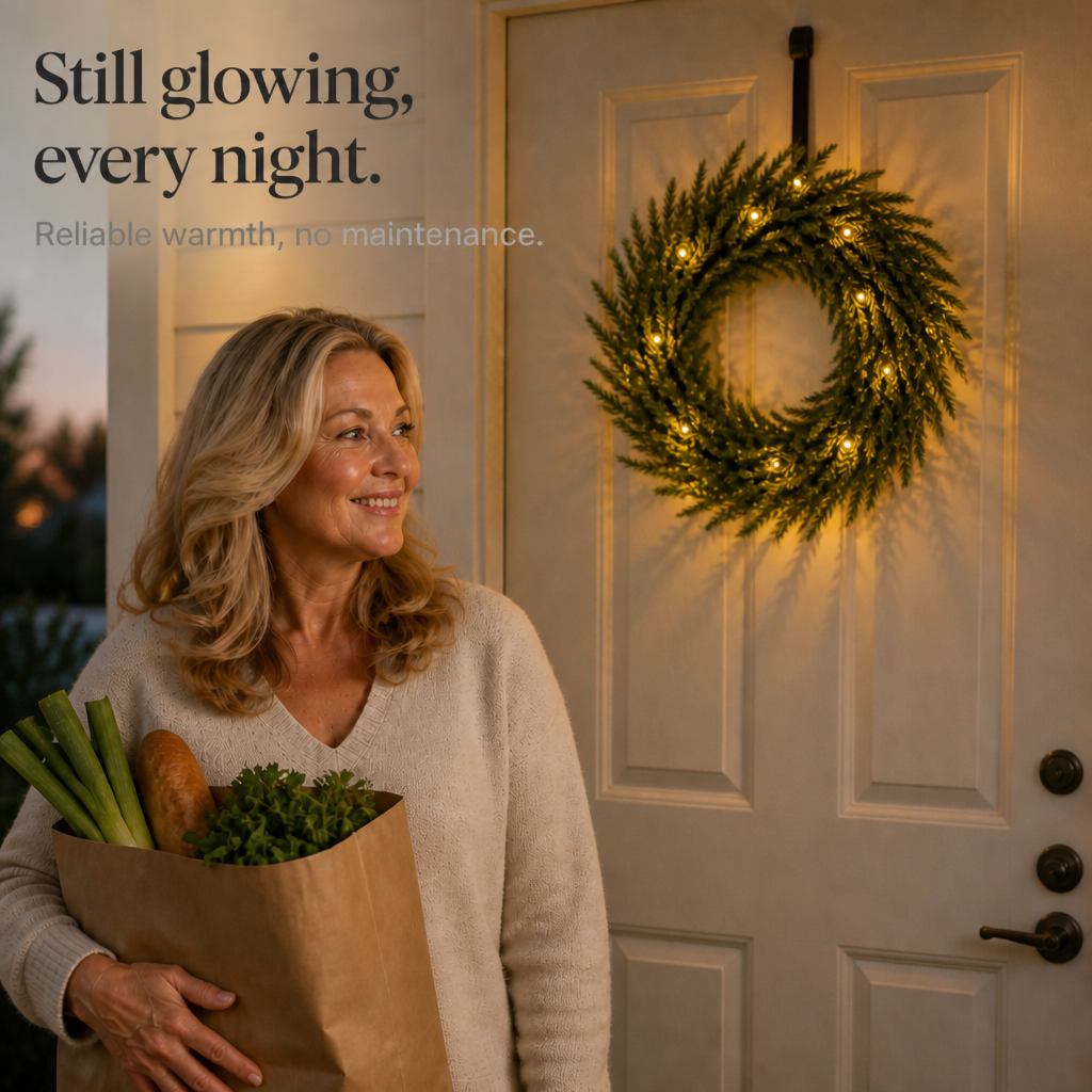 Glowpine – Wianek z Norfolk Pine z oświetleniem
