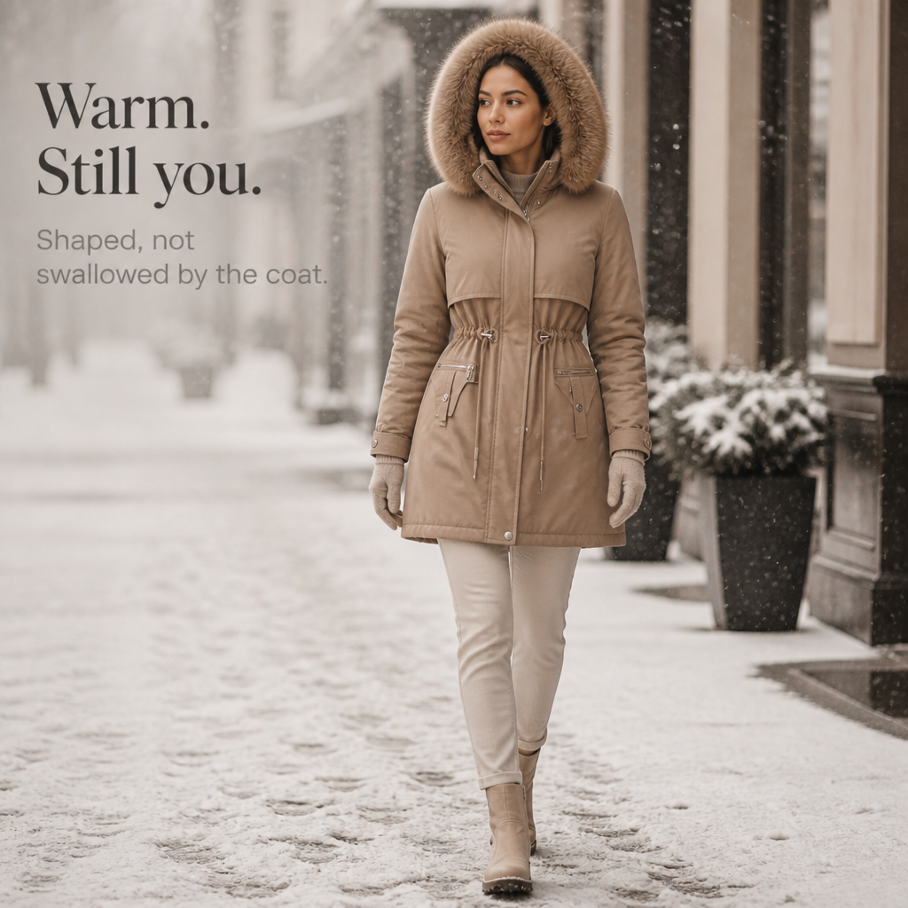 Veluxe – Quiltad parka z futrzanym finish w midja