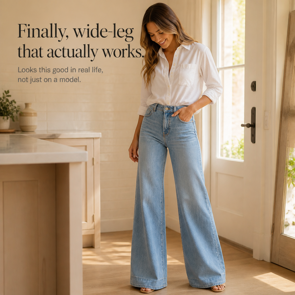 Lenglia – Jeans med hög midja i vida ben w vintage&