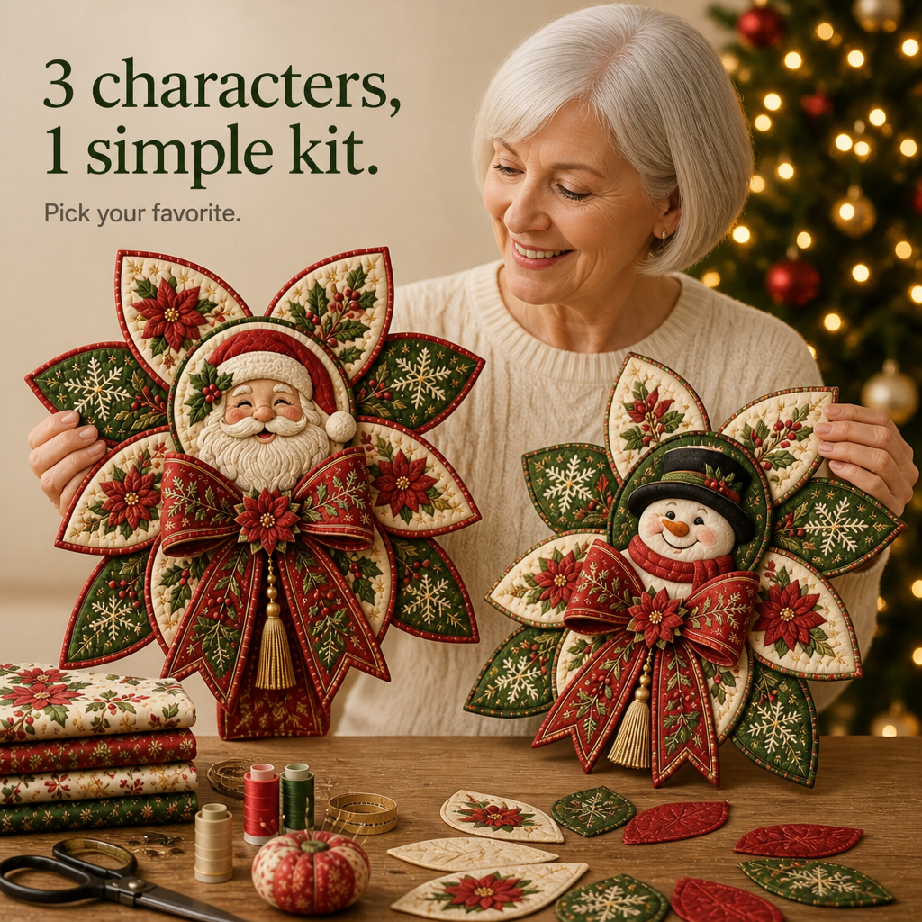 Set för szycia Stitchmas Bow – Zrób det sam Set för szycia ozdoby Mikołaja