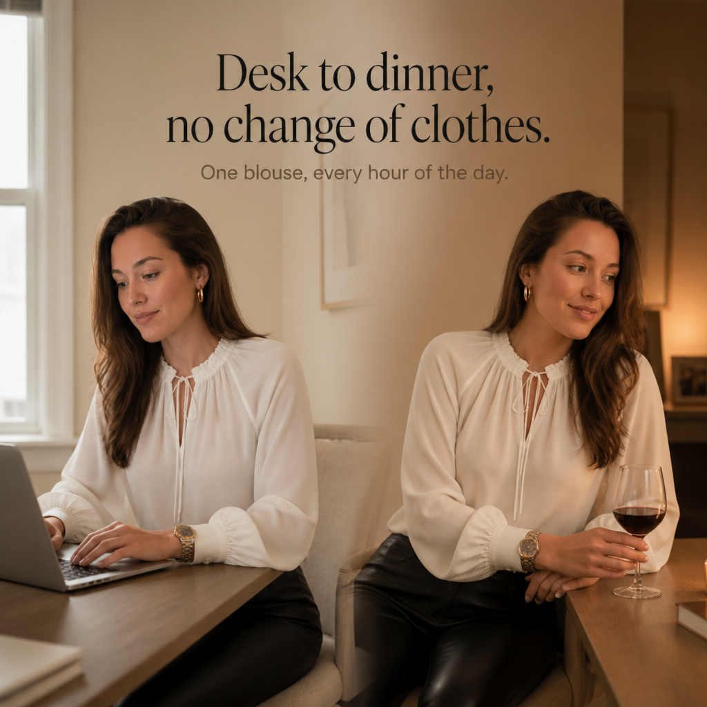 Wearbella – Blus z Chiffonem z Wiązaniem vid Hals i RęKaffemi Lampionowymi