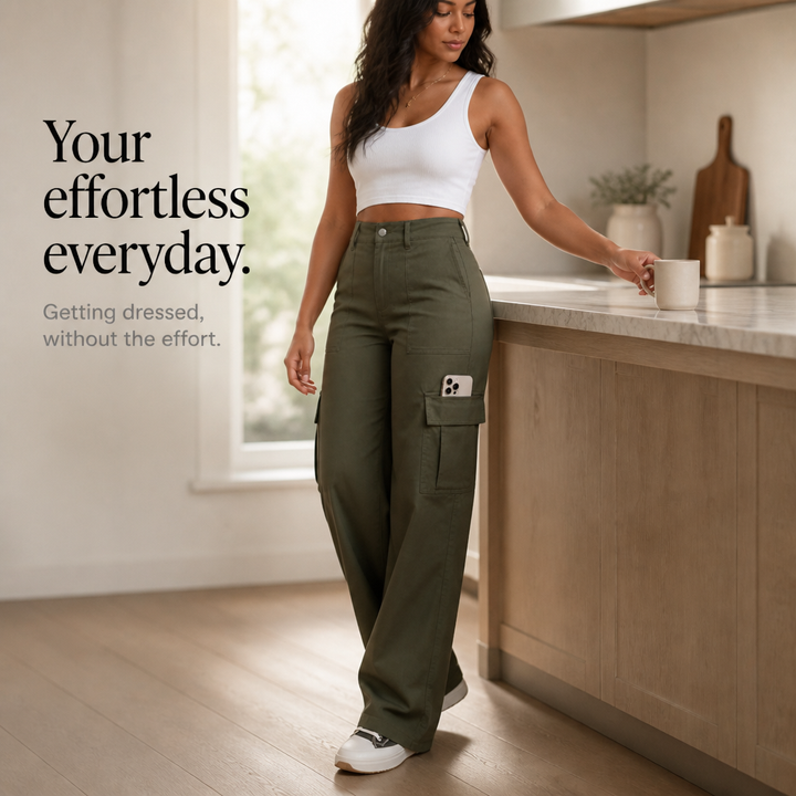 Wearbella – Byxor cargo med hög midja i vida ben