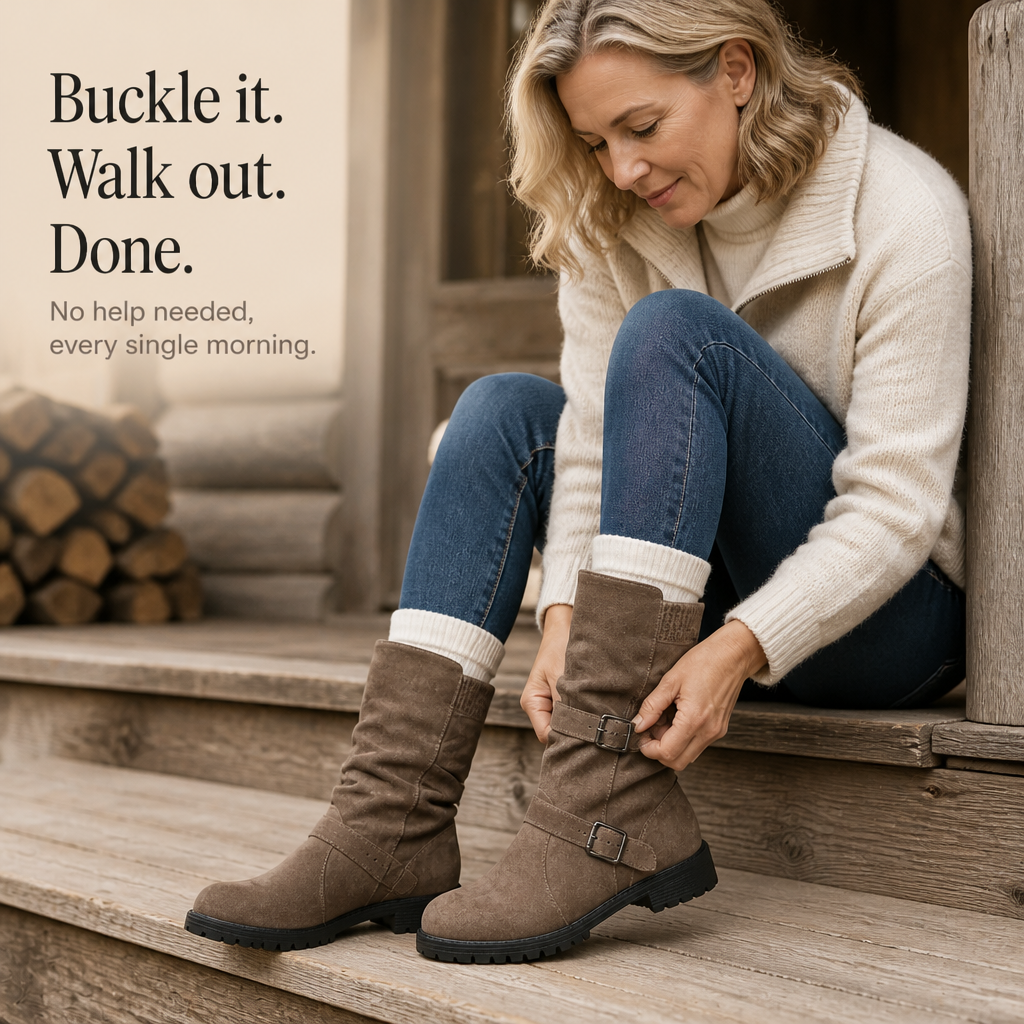 Wearbella – Boots med klack z spänne w stilu slouchy till mitten av vaden