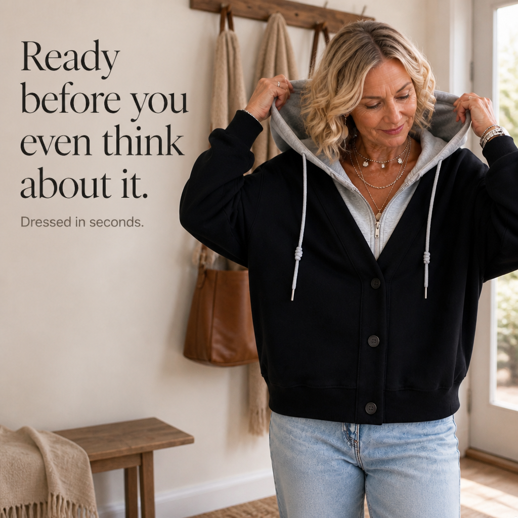 Layerelle – Färgowy Blokowany Hoodie z Faux-Warstwą i Urringning w V-ringning