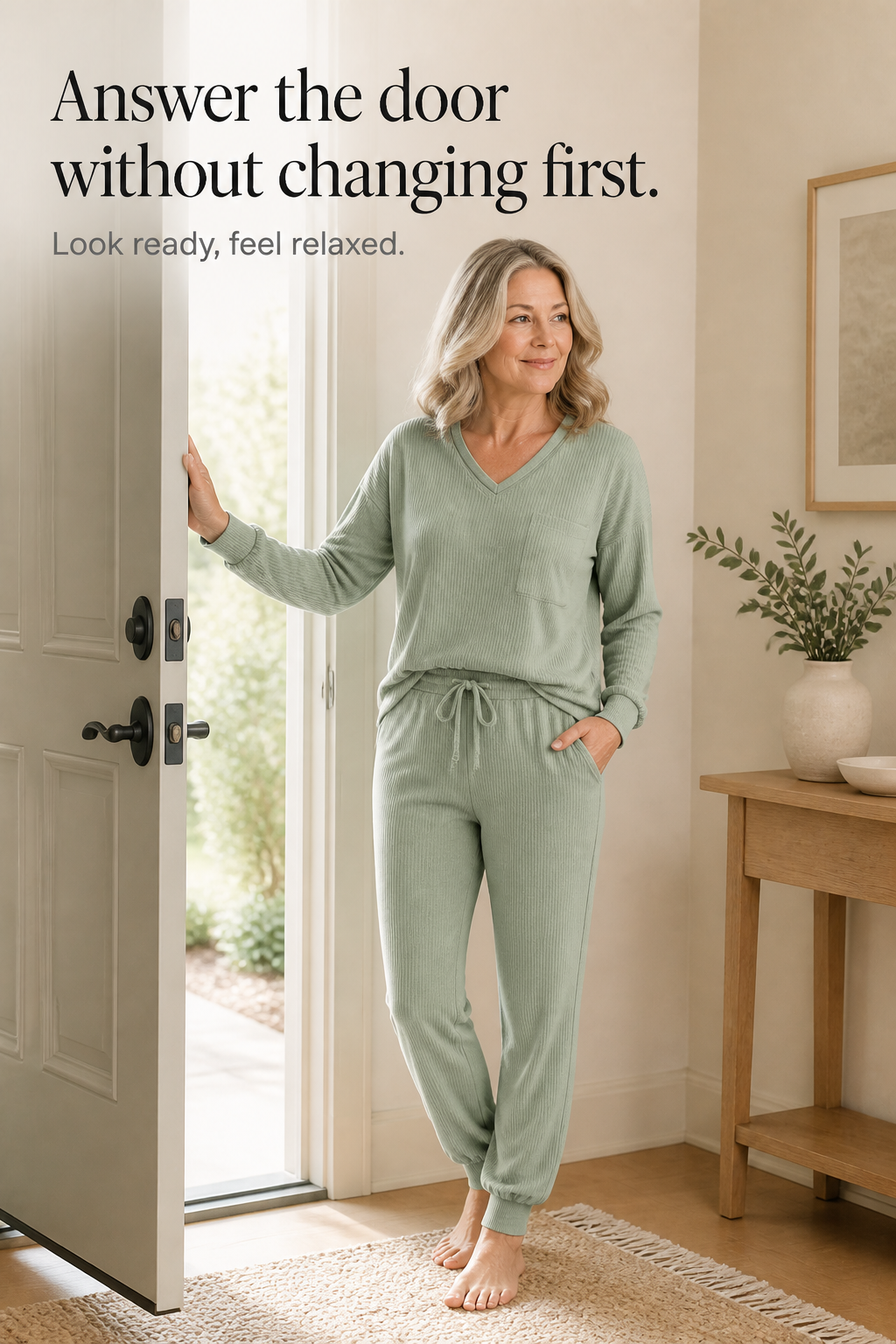 Wearbella – Set för wypoczynku z urringning w v-ringning w splot wafel