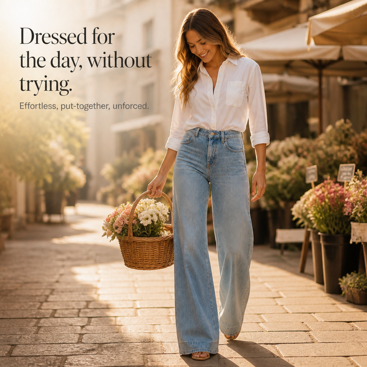 Lenglia – Jeans med hög midja i vida ben w vintage&