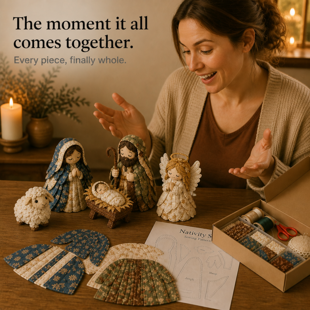 Heirloom &amp; Hollow – Set för szycia szopki z materialu patchworkowego