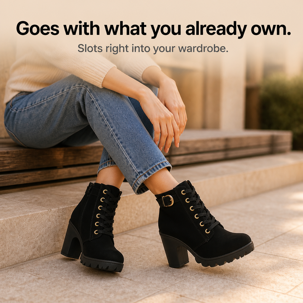 Steadē – Platforma Bred Chunky Obcas Boots ankelhöga