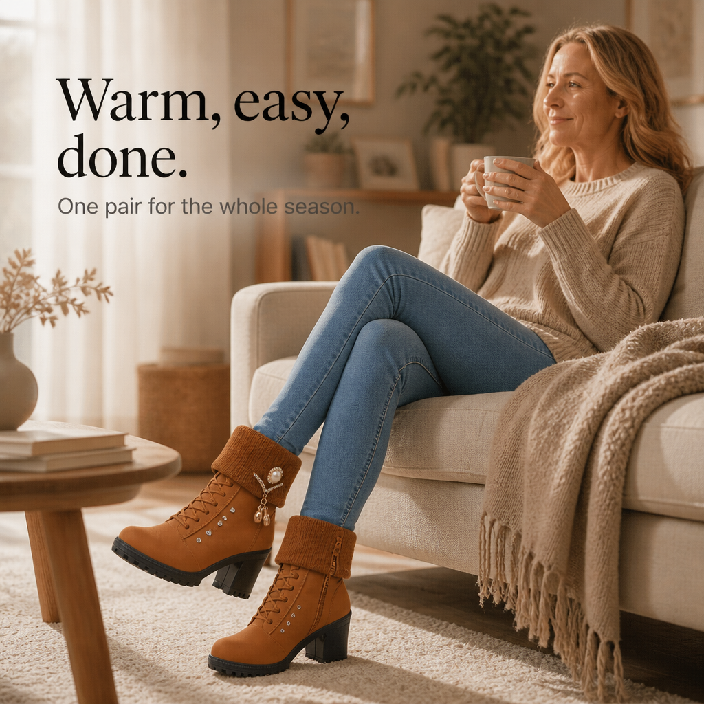 Wearbella – Boots med klack z futrzanym finish i kamieniami