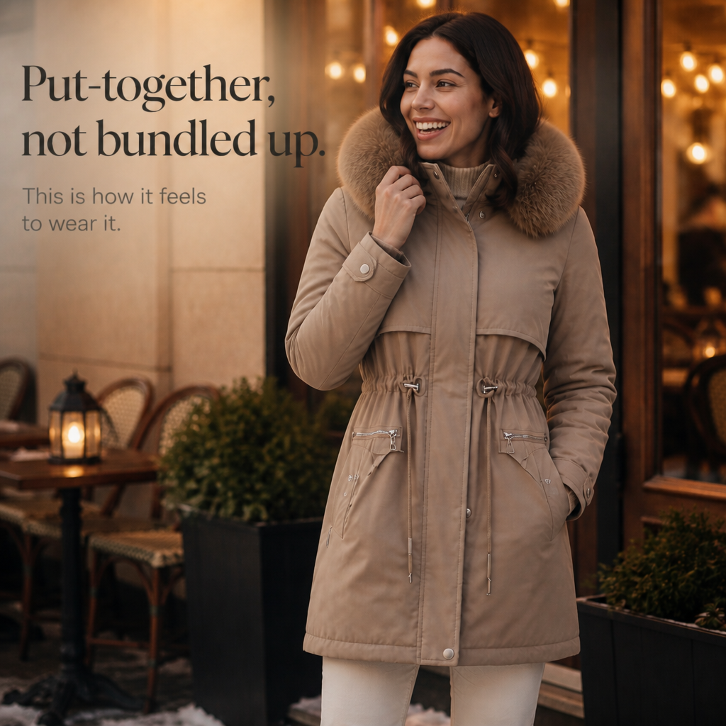 Veluxe – Quiltad parka z futrzanym finish w midja