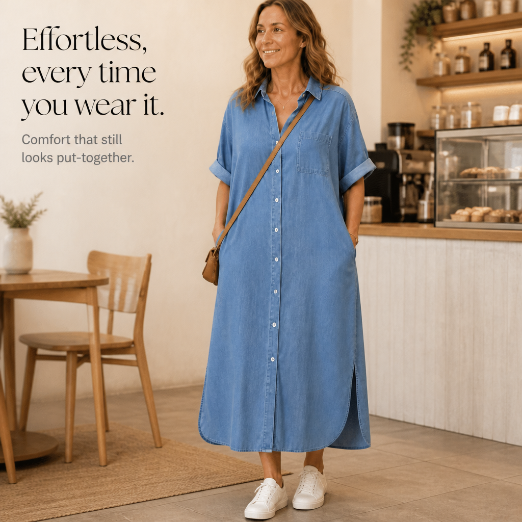 Wearbella – Lös Klänning Koszulowa z Jeansu z Knappar