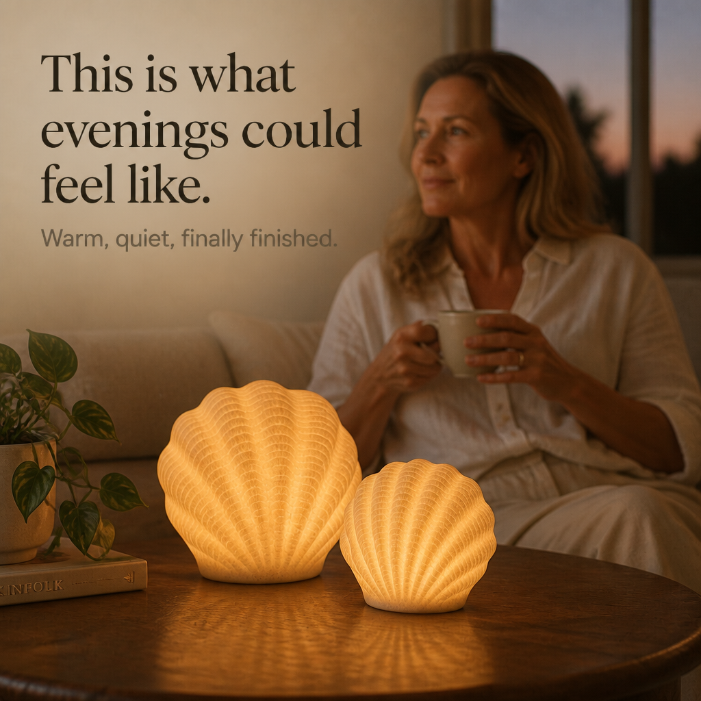 Coastal Glow Vad. – Set ceramicznych lamp i form av muszli i konchy