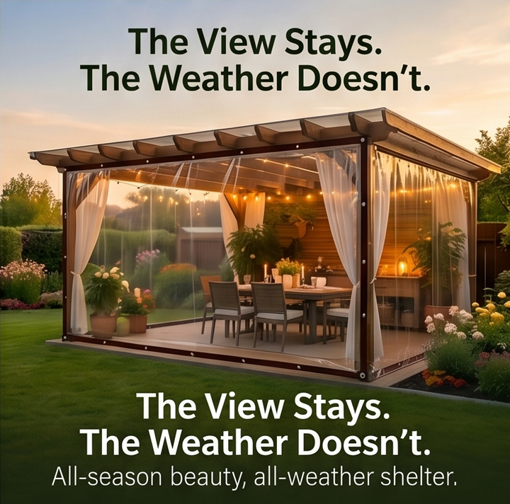 Clearvana – Transparent, wytrzyLiten tarp på patio