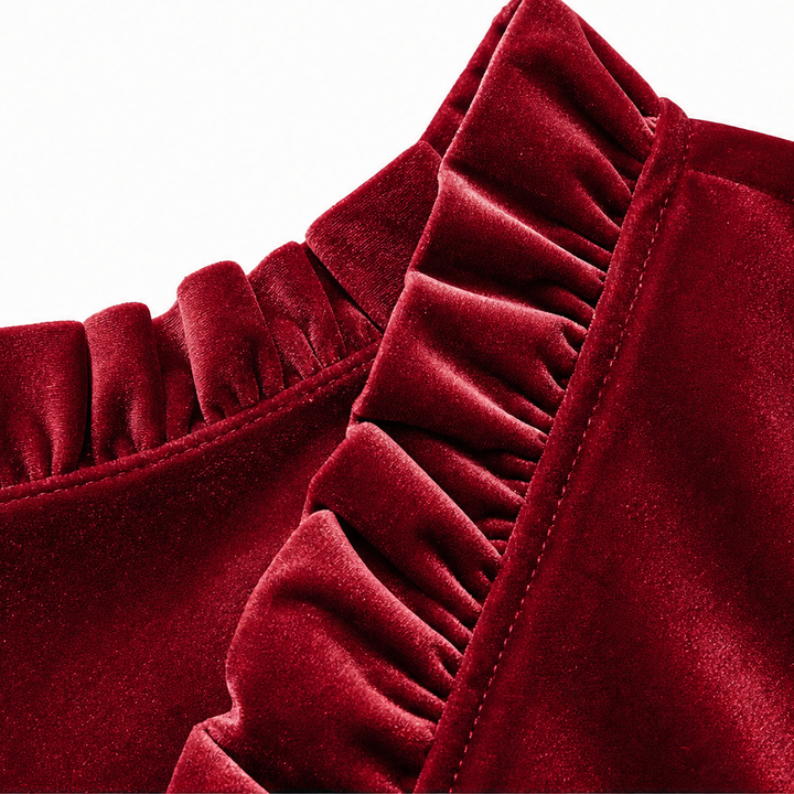 Rufflet – Blus z weluru z falbaniastym urringning i form av litery V