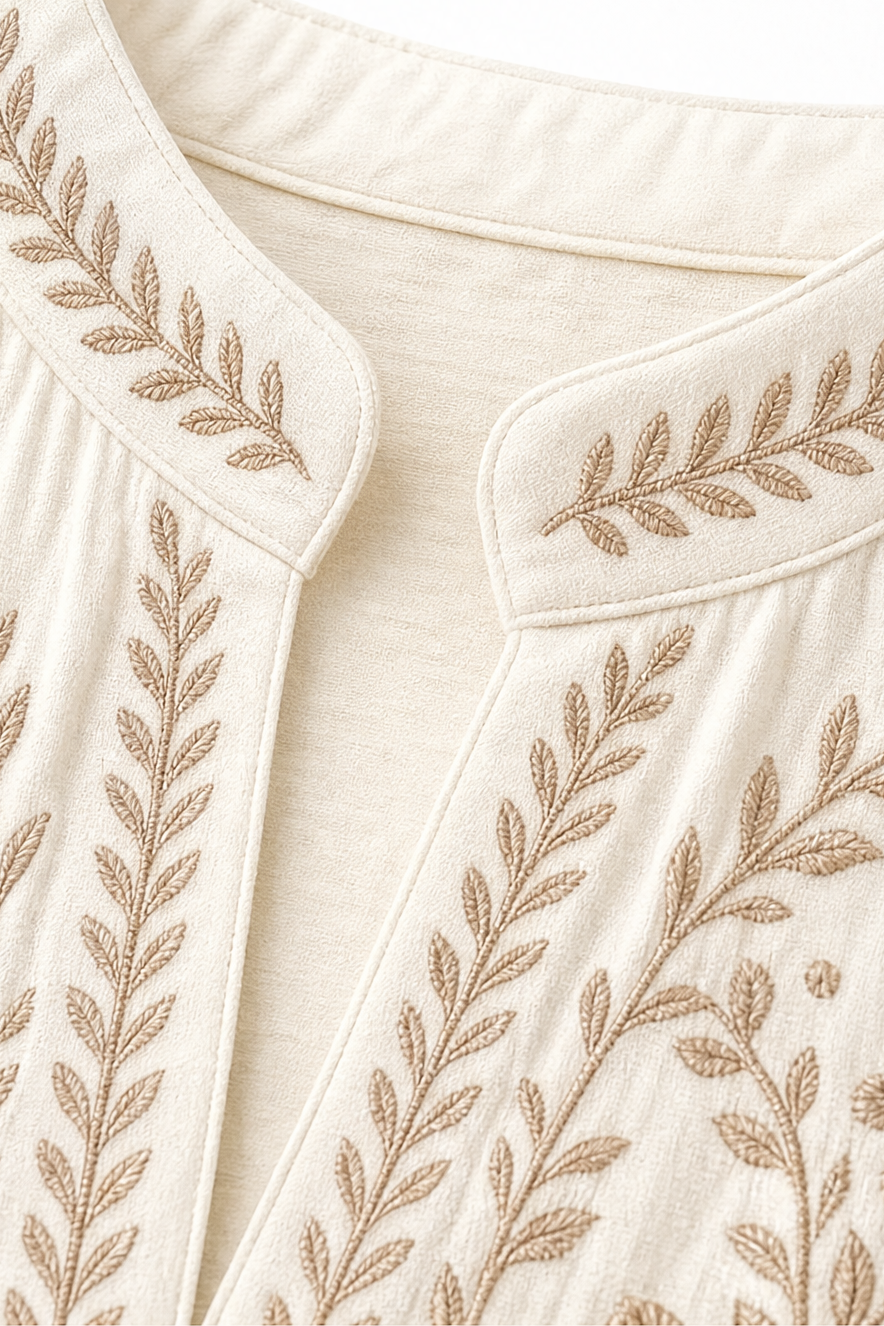 Wearbella – Blus Boho z Broderad Kołnierzykiem Mandarin i 3D Digital Print