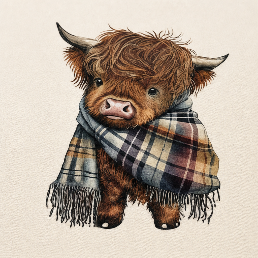 Highland Hearth – Tröja z kapturem z polarem w środku z grafiką Highland Cow
