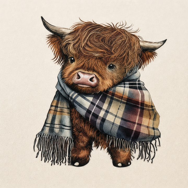 Highland Hearth – Tröja z kapturem z polarem w środku z grafiką Highland Cow