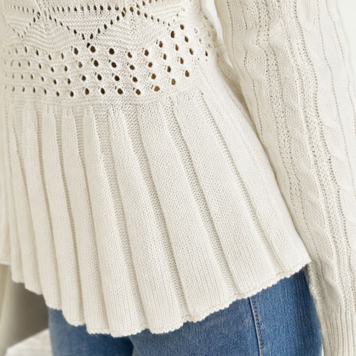 Waistelle – Dopasowany tröja z dzianiny w warkocze z peplum