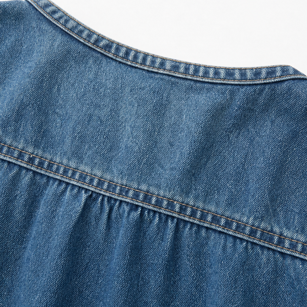 Denimelle – Lång klänning maxi w stilu dżinsowym med lång ärm