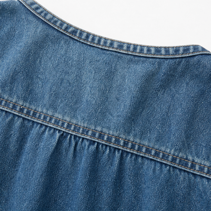 Denimelle – Lång klänning maxi w stilu dżinsowym med lång ärm
