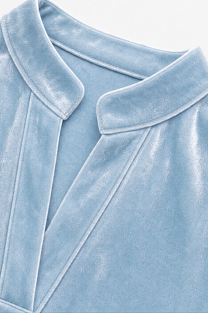 Velvael – Blus z Weluru w V-ringning