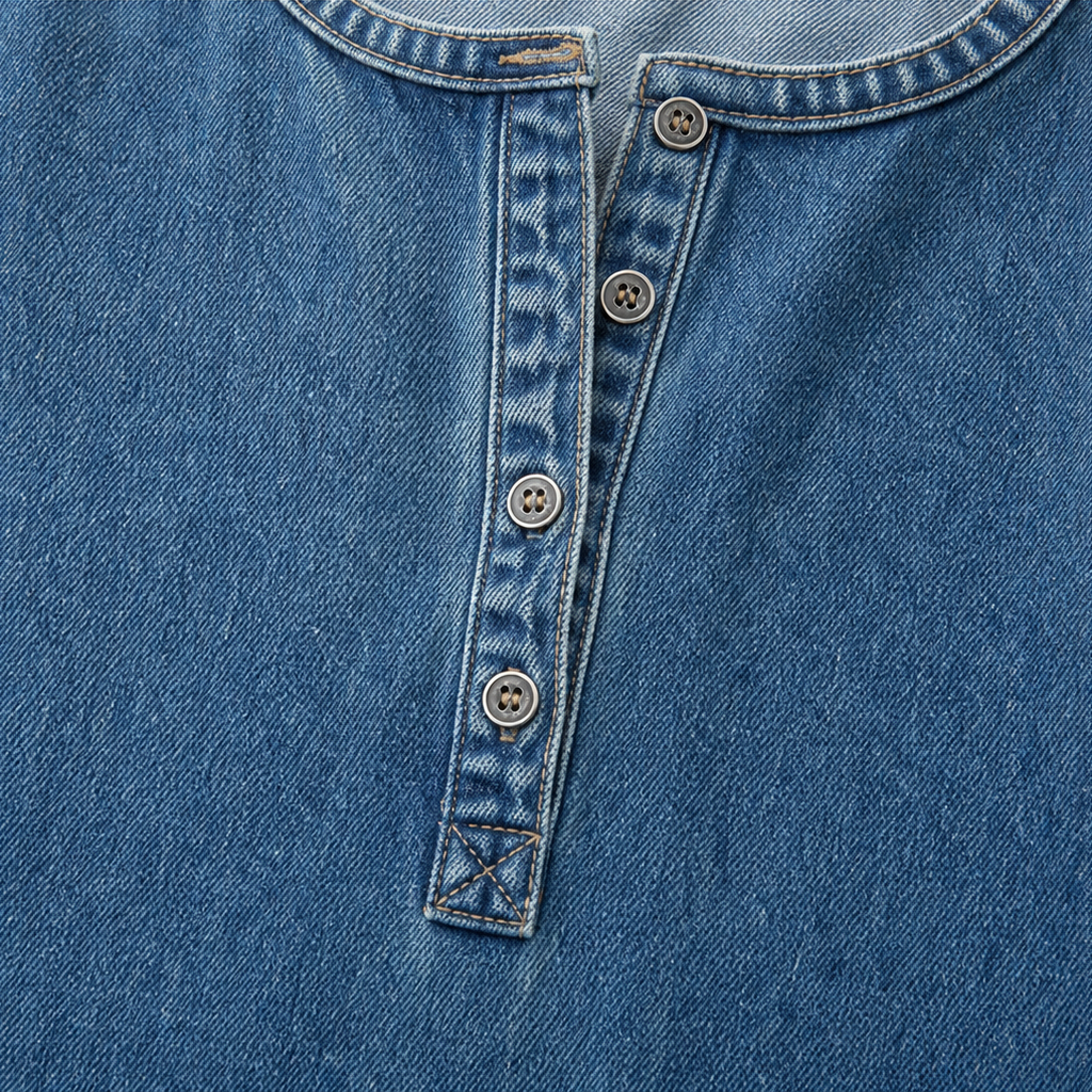 Denimelle – Lång klänning maxi w stilu dżinsowym med lång ärm