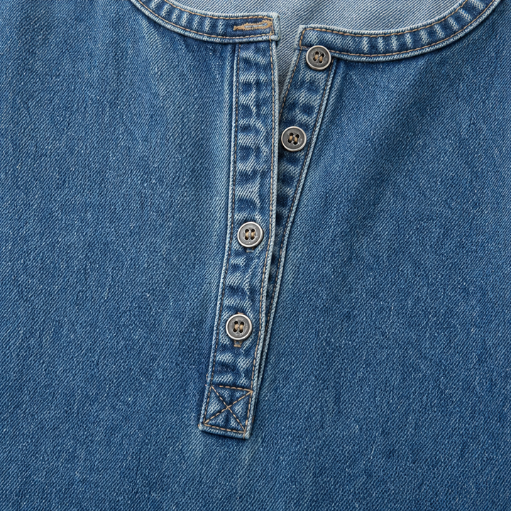 Denimelle – Lång klänning maxi w stilu dżinsowym med lång ärm
