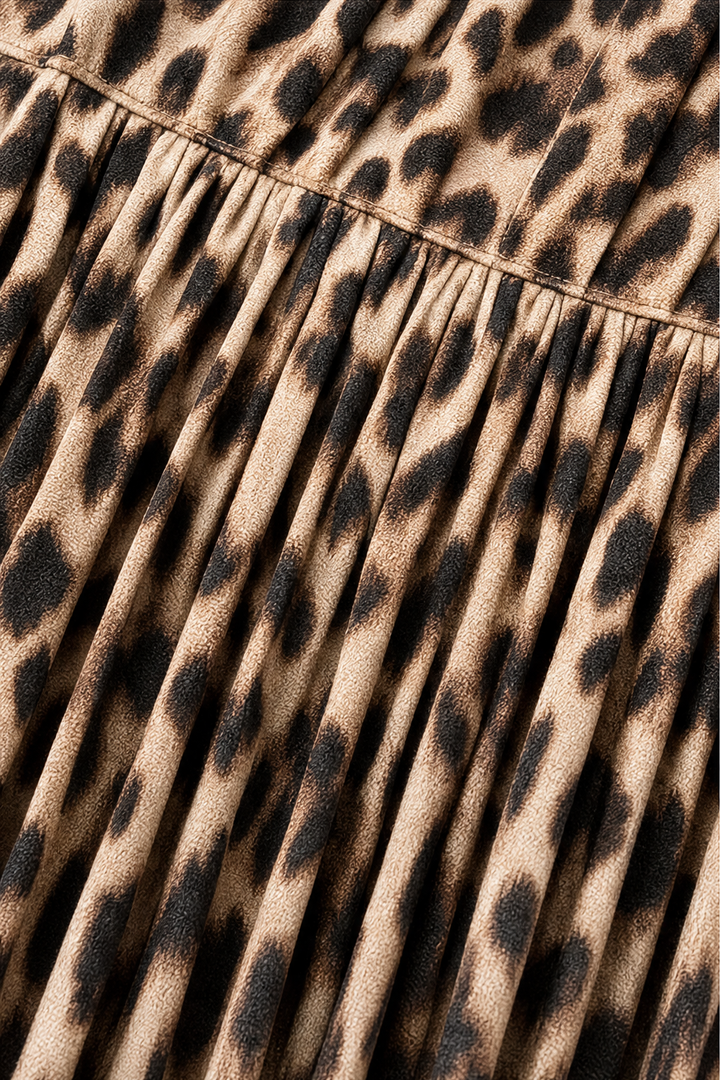 Leocara – Klänning maxi w leopardmönster z guzikiem framtill