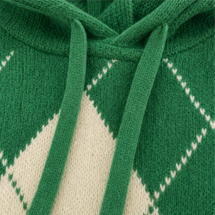 Wrapbella – Tröja Poncho z Kapturem w Mönster Argyle