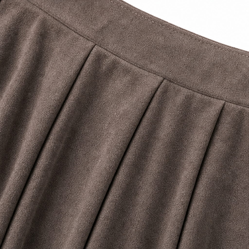 Sienna Fold – Asymetryczna Kjol z Plisami z Ekoskóry