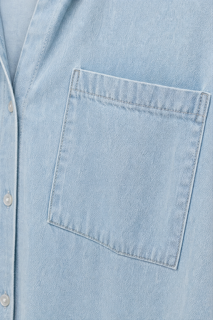 Wearbella – Przesadnie Stor, Mjuk Skjorta z Dżinsu Chambray