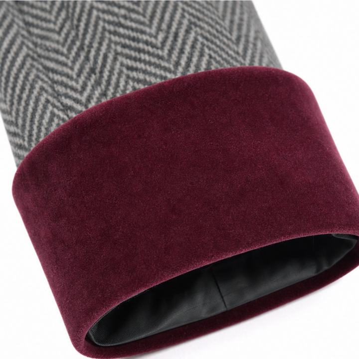 Veloura – Burgundy Lång Kappa w Jodełkę