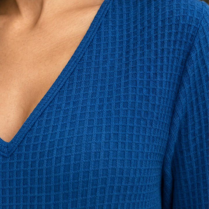 Drapella – Asymetryczny Top z Waffle Knit z Krzyżującym Sig Dołem