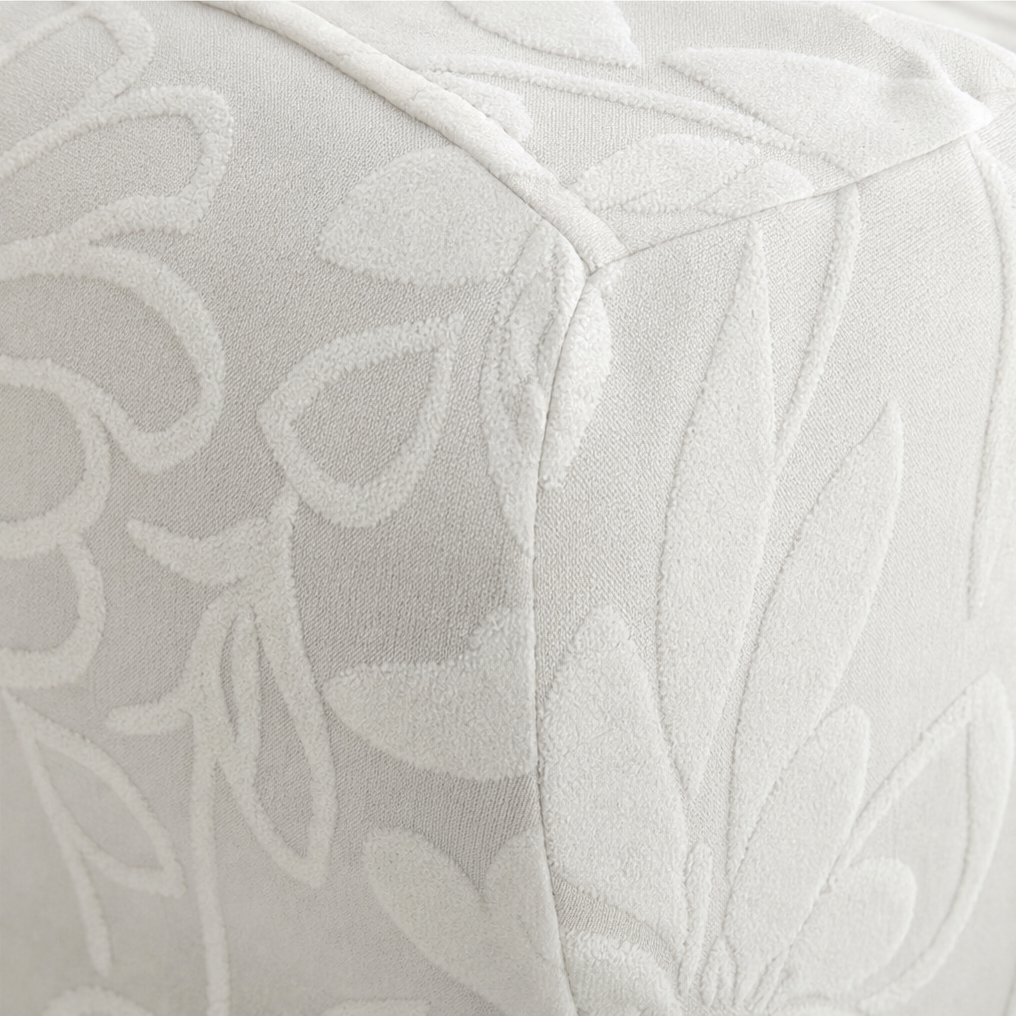 Snugstay – Överdrag på sofę z falbaną z tkaniny żakardowej, antypoślizgowy