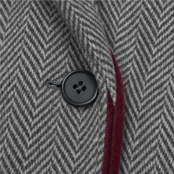 Veloura – Burgundy Lång Kappa w Jodełkę