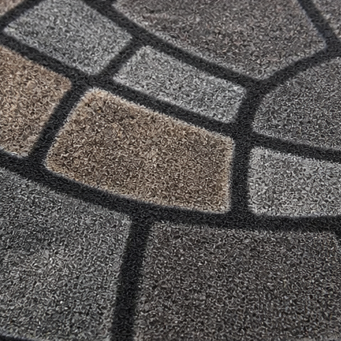 Mat under drzwi Halfmoon Stoneprint – Mat i form av półokręgu z wzorem kamieni