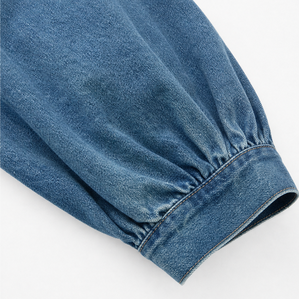 Denimelle – Lång klänning maxi w stilu dżinsowym med lång ärm