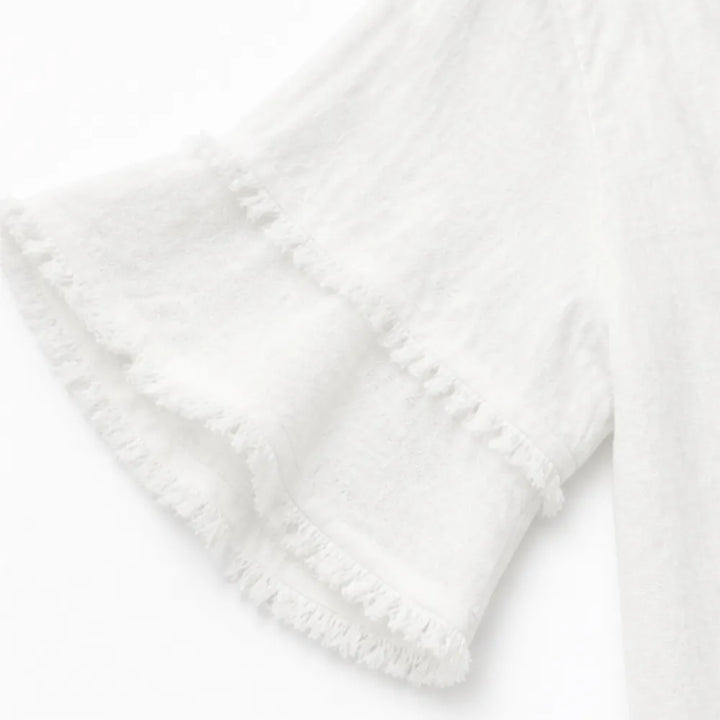 Lorelei – Boho T-shirt z frędzlami w dekolcie V för kvinnor, lös passform maskujący mage