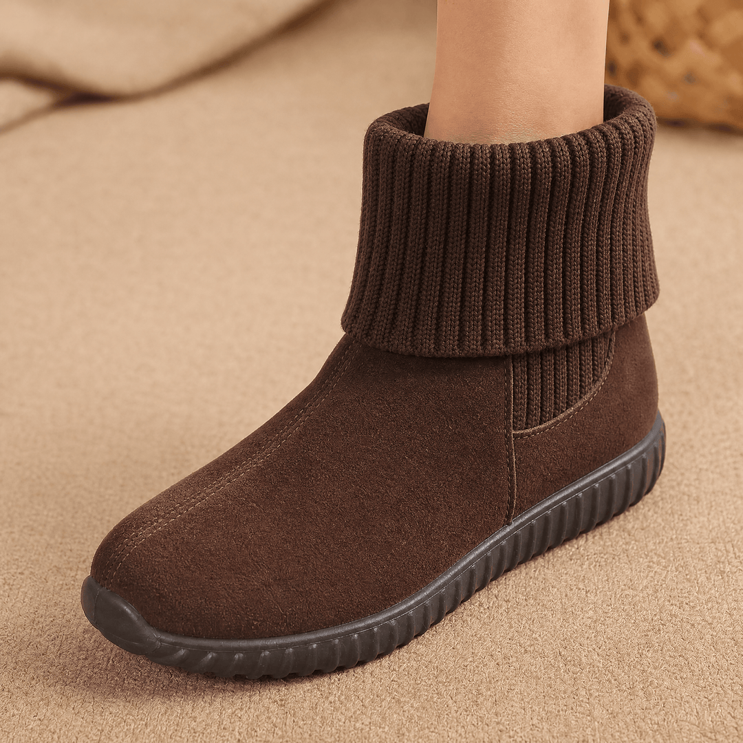 Cozella – Dam mocka boots ankelhöga z dzianinowym mankietem