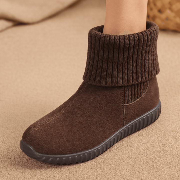 Cozella – Dam mocka boots ankelhöga z dzianinowym mankietem
